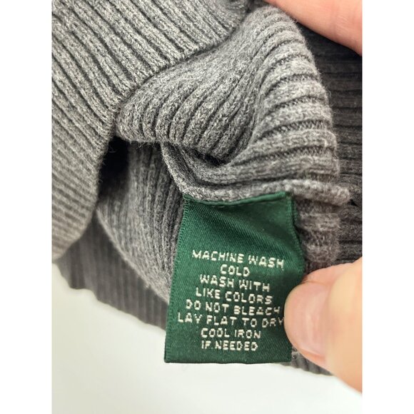 Lauren Ralph Lauren 100% Cotton Long Sleeve Ribbed Turtleneck Sweater Gray 3X - Picture 6 of 8